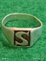 ВИНТИДЖ СРЕБЪРЕН ПРЪСТЕН ПЕЧАТ с БУКВАТА S на ФИРМАТА Taxco 40823, снимка 1