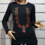 Нова дамска блуза с дълъг ръкав с трансферен печат Шевица, Етно мотив, България