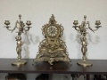 Месингов часовник и два месингови свещника, снимка 1