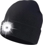 Зимна шапка с вградено ярко бяло LED осветление с USB зареждане, снимка 1