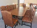 Оригинален луксозен комплект 12 Chesterfield стола с маса от махагон, снимка 1