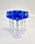 6 чаши кобалтов кристал, ръчна шлифовка, перфектен сервиз, снимка 1