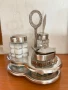 Винтидж сет за подправки, СССР, неръждаема стомана Комплект за сол, пипер, захар с 2 лъжички, снимка 1