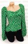 Дамска блуза в зелено сърцевидно деколте, снимка 1 - Блузи с дълъг ръкав и пуловери - 33834791