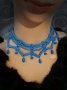 Ръчно плетено дамско колие в синьо, снимка 1 - Колиета, медальони, синджири - 31983492