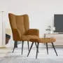 vidaXL Стол за релакс с табуретка, кафяв, кадифе, снимка 2