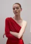 червена блуза с едно рамо, снимка 1