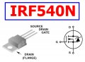 IRF540N MOSFET-N транзистор Vdss=100V, Id=33A, Rds=0.044Ohm, Pd=130W, снимка 3