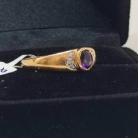 Златен пръстен с естествен Аметист-2,23гр/18кр, снимка 3 - Пръстени - 40575123