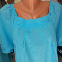 Светлосиня удължена и разкроена блуза/риза  , снимка 2 - Дрехи за бременни - 36562423