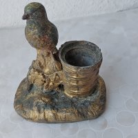 Стара метална мастилница с птиче, пиле, метал, рядка, красива , снимка 9 - Други ценни предмети - 42613024