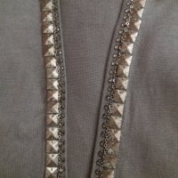 КРАСИВА тънка жилетка в цвят капучино с метални украшения и камъчета , снимка 3 - Жилетки - 38510825