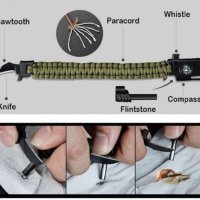 5в1 гривна за оцеляване спасително въже компас свирка нож запалка, снимка 5 - Екипировка - 37621289