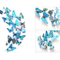3D 12 бр pvc Сини Синьо Черни  самозалепващи пеперуди декорация за стена и мебел, снимка 2 - Други - 30171503
