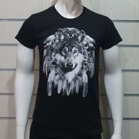 Нова мъжка тениска с дигитален печат Вълк - Ловец за сънища, Вълци, снимка 3 - Тениски - 29887399