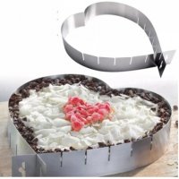 сърце регулируем разтегателен метален ринг за торта за срязване на равен блат метален, снимка 2 - Форми - 18547458