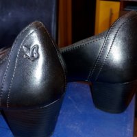 Caprice черни дамски кожени обувки черни №38 H и стелка 25см, снимка 4 - Дамски обувки на ток - 29150751