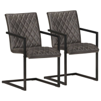 Конзолни трапезни столове, 2 бр, сиви, естествена кожа, снимка 1 - Столове - 44583490