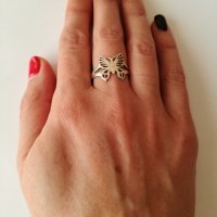 Сребърен пръстен Пеперуда - сребро, снимка 2 - Пръстени - 30906307