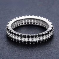Сребърен пръстен с камъни черни халка, снимка 3 - Пръстени - 38899311