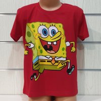 Нова детска червена тениска с дигитален печат Спондж боб, SpongeBob, снимка 8 - Детски тениски и потници - 32034947