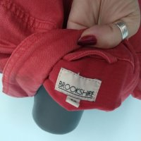 Уникален удължен Деним "Brooklin" / голям размер / червено дънково яке , снимка 5 - Якета - 40689875