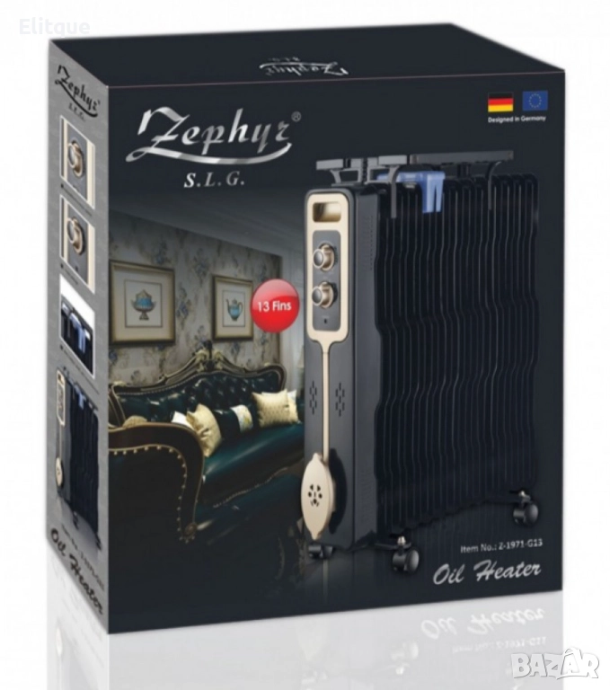 Радиатор, 2500W,13 ребра,3 степени,Поставка за дрехи,Регулируем термостат, снимка 1