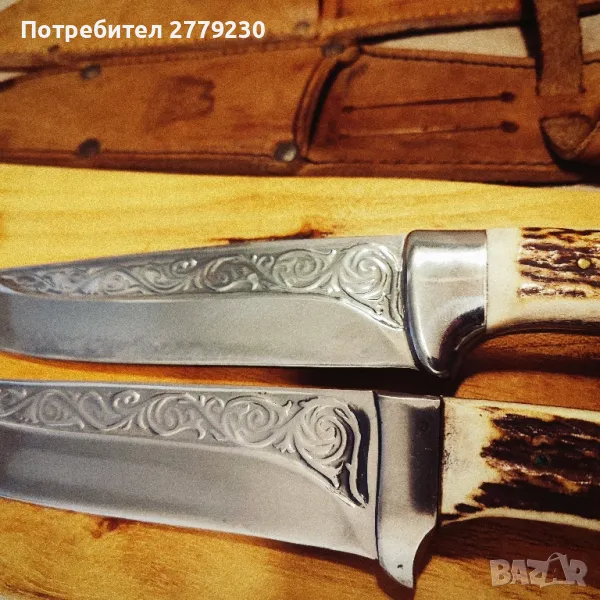 Ловни масивни ножове с дръжки от еленов рог, снимка 1
