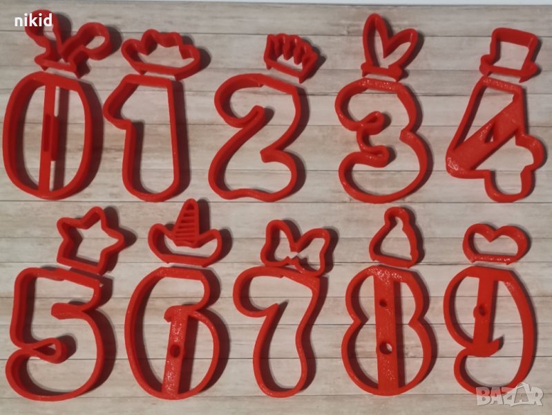 0-9 числа цифри с различни връхчета пластмасови резци форми за тесто фондан сладки, снимка 1