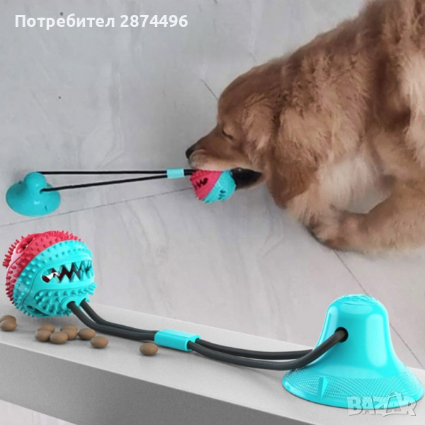 2732 Играчка за кучета с улеи за слагане на гранули и вендуза захващане, снимка 1