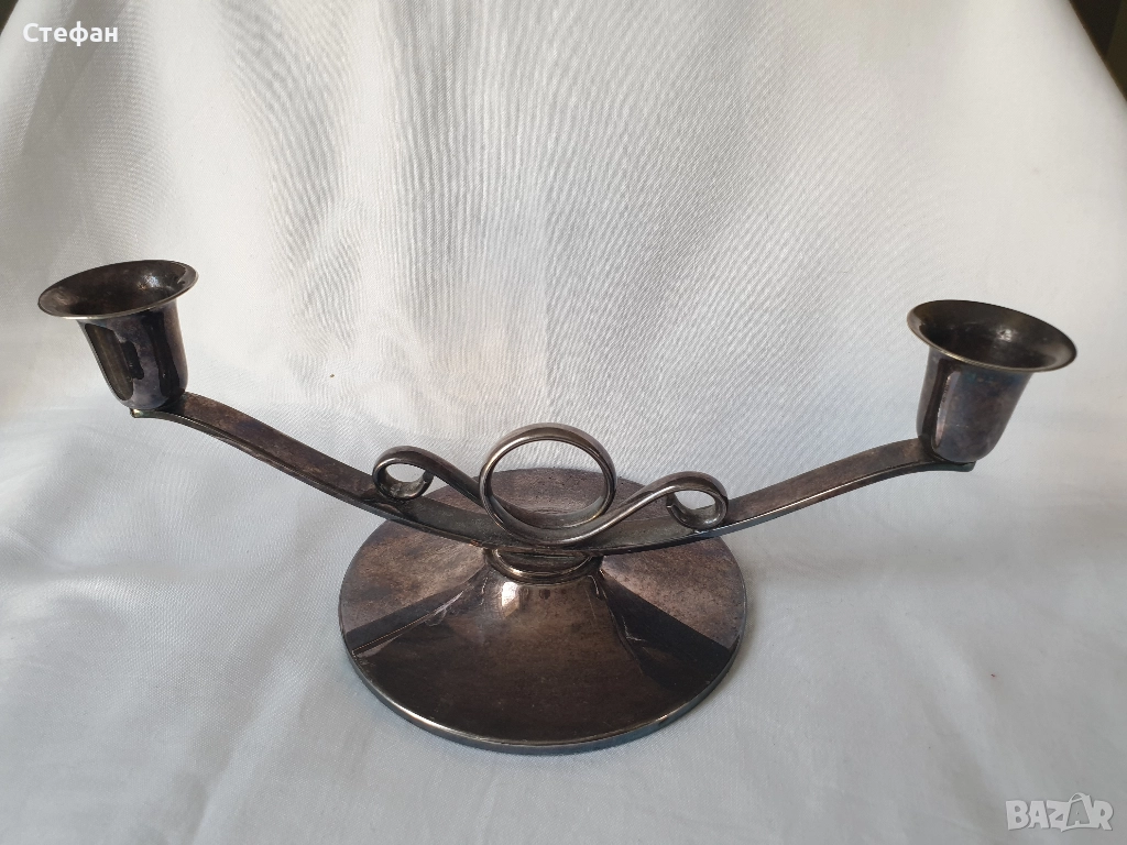 Посребрен свещник, снимка 1