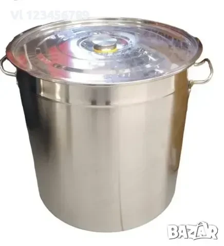 Казан Rosberg R51211A50, вместимост 107 л, 52 см диаметър, неръждаема стомана, капак, инокс, снимка 1