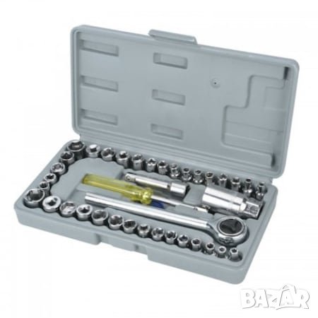 Гедоре Aiwa ,40 части, 1/4" - 3/8" + Тресчотка на супер цена, снимка 1