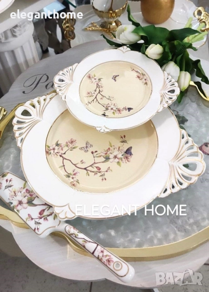 Порцеланов сервиз за торта от 8 части, снимка 1