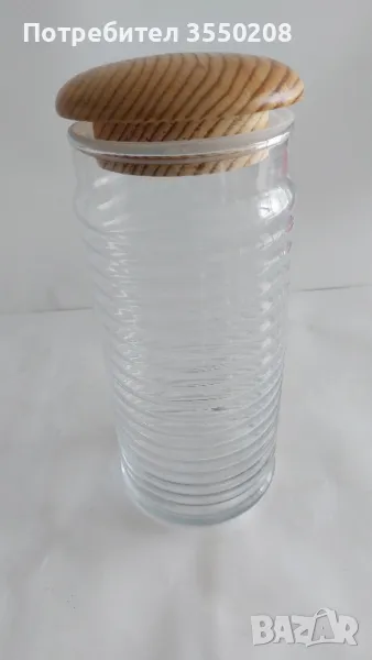 Буркан с дървено капаче, 1,5л, снимка 1