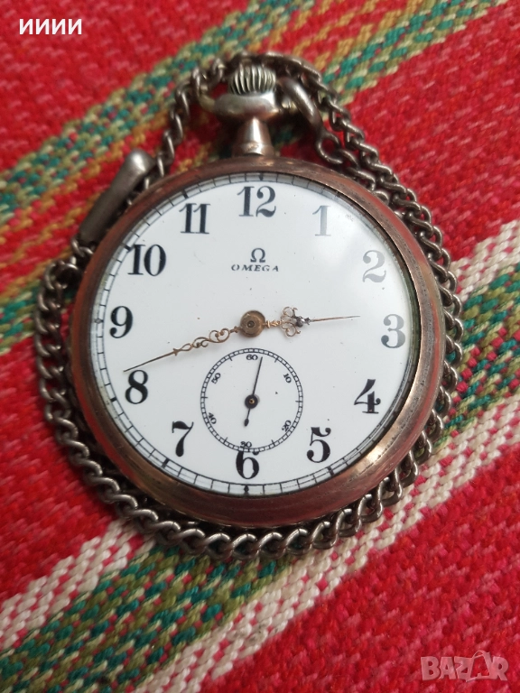 Сребърен джобен часовник OMEGA , снимка 1