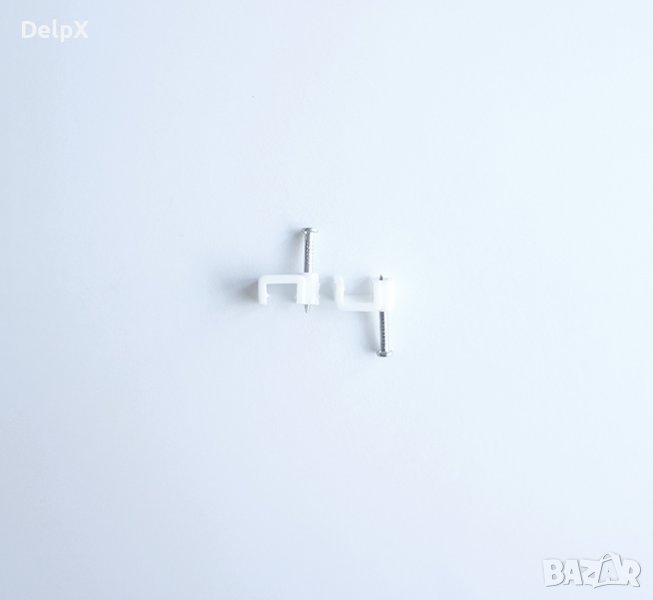 Скоба за плосък кабел 4,1x6mm с пирон, снимка 1