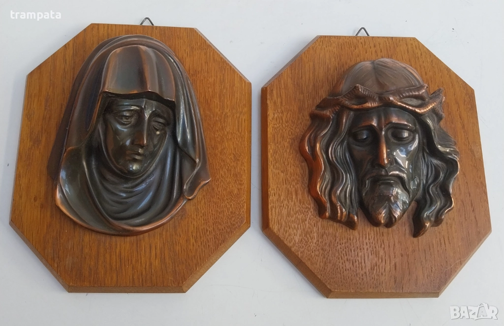 НАЙ ДОБРАТА ОФЕРТА стари барелефни фигури картини  Христос и Мария , снимка 1