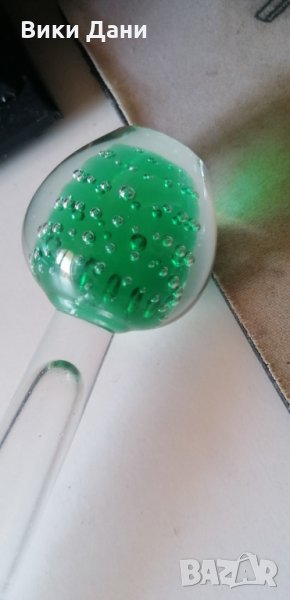зелени балони ваза Морано стъкло, снимка 1