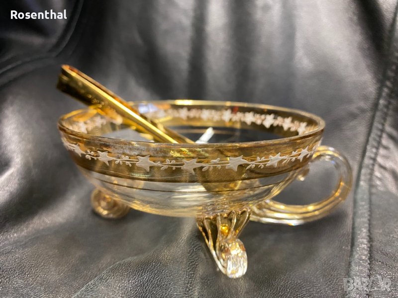 Кристална купичка, ръчна дизайнерска изработка с богата позлата, снимка 1