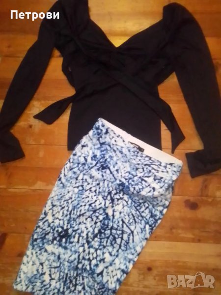 Пола тип "молив" и интересна блуза, снимка 1