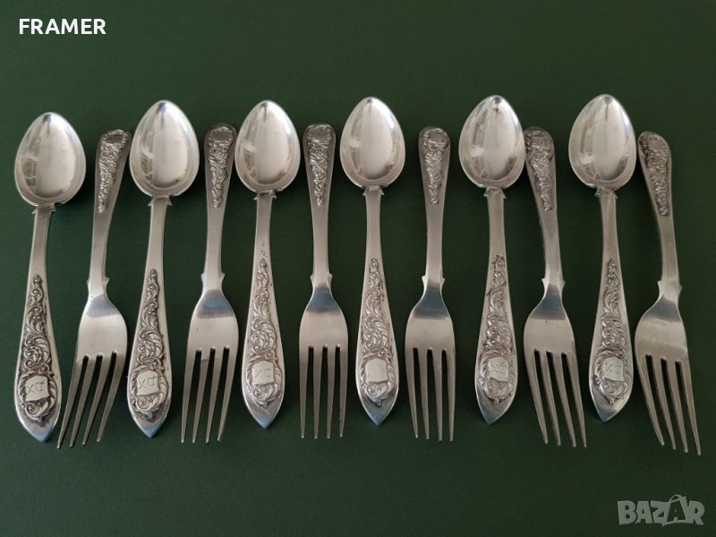  Уникален сет АРМЕНСКИ 19в. Сребърни лъжички и вилички, снимка 1