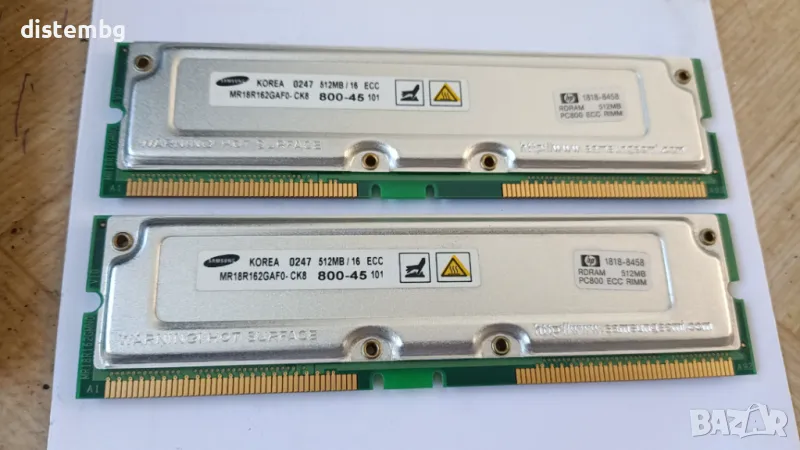 Памет за компютър RDRAM RAMBUS ECC  512MB 800MHz, снимка 1
