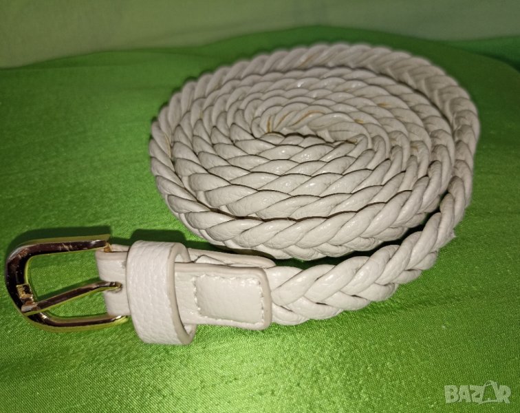 Нов тънък колан от естествена кожа в екрю 120 см дължина , снимка 1