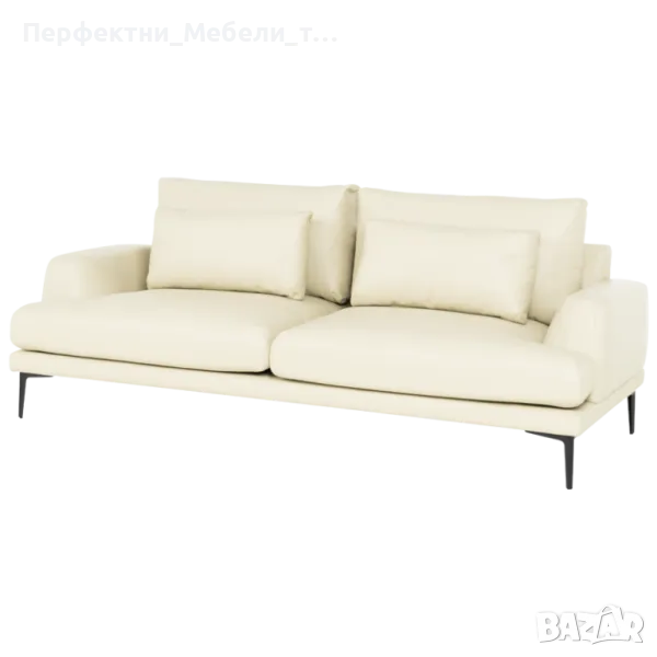 3местен,троен,триместен диван в естествена кожа в черно/цвят крем-лукс,конфорт,на склад канапе, снимка 1