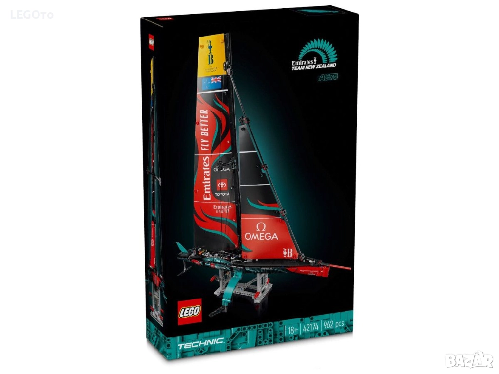 НОВО ЛЕГО 42174 Emirates Team AC75 Яхта LEGO 42174 TECHNIC Emirates Team New Zealand AC75 Yacht, снимка 1