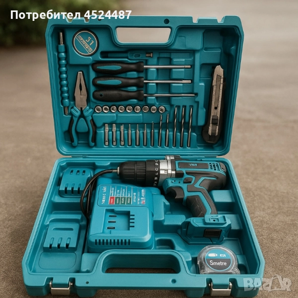 Комплект акумулаторен винтоверт – 30 части, снимка 1