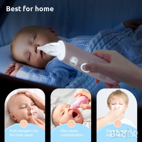 Бебешки аспиратор за нос bubbacare  ,акумулаторен, 3 силиконови смукателни дюзи, музика, снимка 4 - Други - 42415504