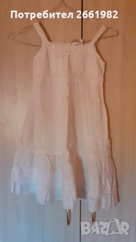 Бяла памучна рокля с дантела, снимка 2 - Детски рокли и поли - 34038818
