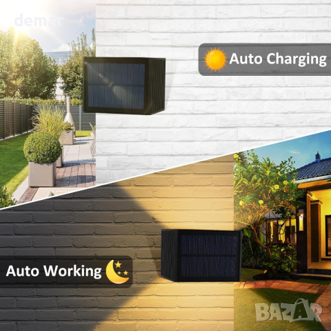 T-SUN 4 броя соларни оградни лампи за външна градина, 3000K, IP65, снимка 3 - Соларни лампи - 44762295